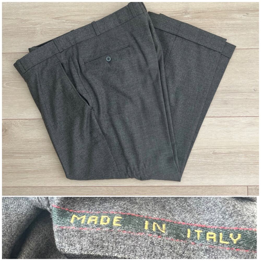 Made in Italy Gray Wool Flat Front Dress Pants Size 36 JP